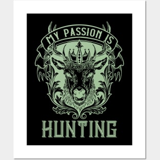 Hunter Illustration Deer Hunting Gifts Posters and Art